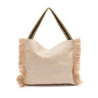 BOLSA HOBO PALHA FRANJA PALHA COR NATURAL