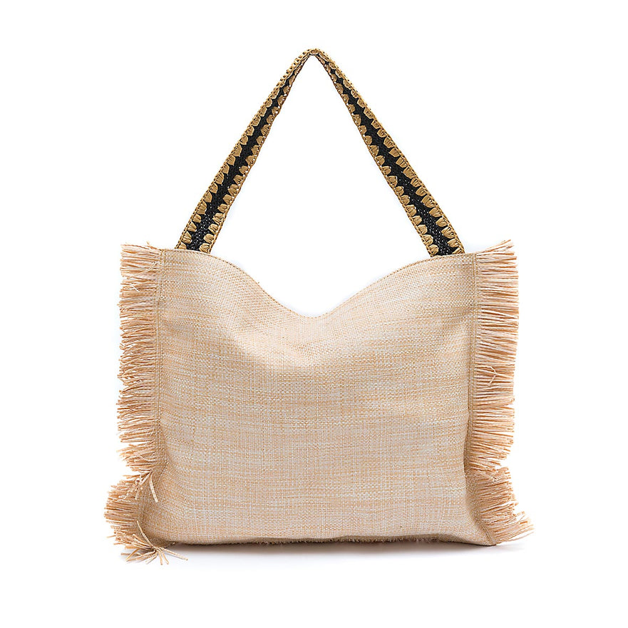 BOLSA HOBO PALHA FRANJA PALHA COR NATURAL