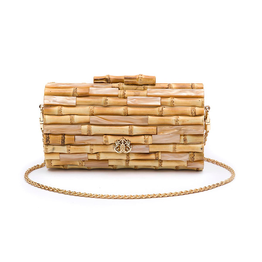 CLUTCH BAGUETE BAMBU E MADREPÉROLA