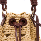 BUCKET CROCHÊ MONOGRAMA SOFT PINHAO/RAFIA CREME