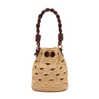 BUCKET CROCHÊ MONOGRAMA SOFT PINHAO/RAFIA CREME