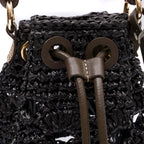 BUCKET CROCHÊ MONOGRAMA-SOFT OLIVA/RAFIA PRETA