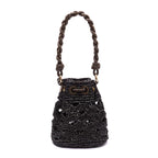 BUCKET CROCHÊ MONOGRAMA-SOFT OLIVA/RAFIA PRETA