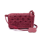 BOLSA  FLAP CROCHê MONOGRAMA SOFT CHERRY/RAFIA BURGUNDY