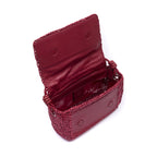 BOLSA  FLAP CROCHê MONOGRAMA SOFT CHERRY/RAFIA BURGUNDY