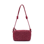 BOLSA  FLAP CROCHê MONOGRAMA SOFT CHERRY/RAFIA BURGUNDY