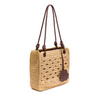 MAXI TOTE MONOGRAMA RÁFIA SOFT PINHAO/RAFIA CREME