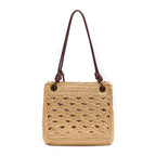 MAXI TOTE MONOGRAMA RÁFIA SOFT PINHAO/RAFIA CREME