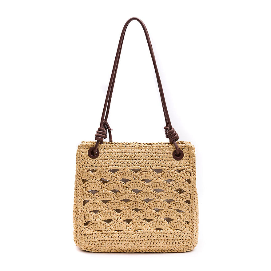 MAXI TOTE MONOGRAMA RÁFIA SOFT PINHAO/RAFIA CREME