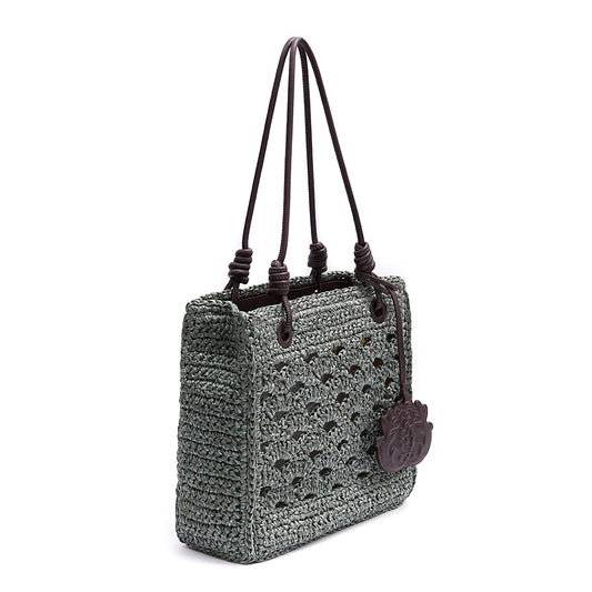 MAXI TOTE MONOGRAMA RÁFIA-SOFT EXPRESSO/RAFIA JADE