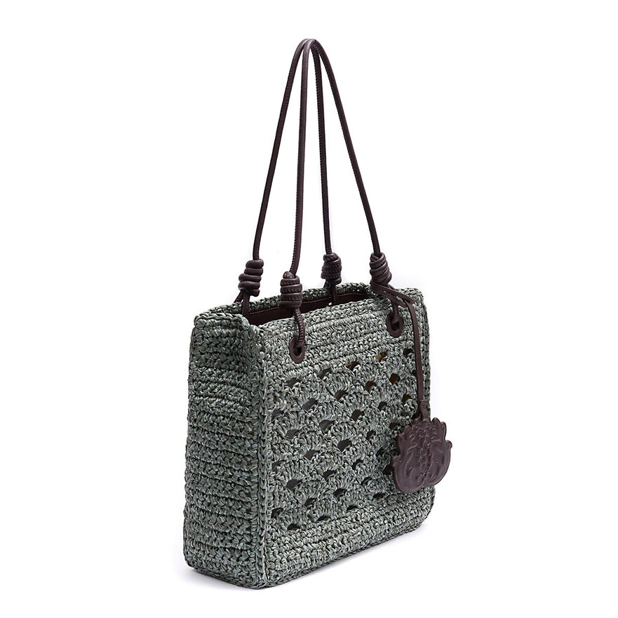 MAXI TOTE MONOGRAMA RÁFIA-SOFT EXPRESSO/RAFIA JADE