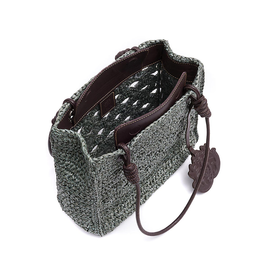 MAXI TOTE MONOGRAMA RÁFIA-SOFT EXPRESSO/RAFIA JADE