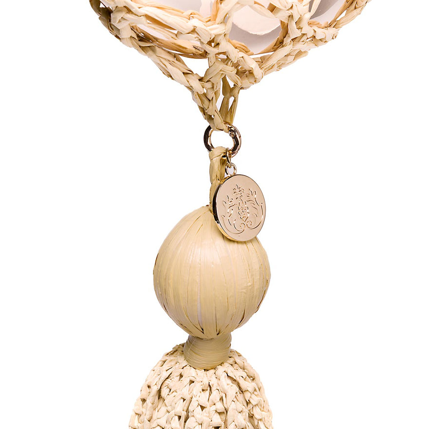 BOLSA MAXI ESFERA ARCHÉ RAFIA CREME PRATA