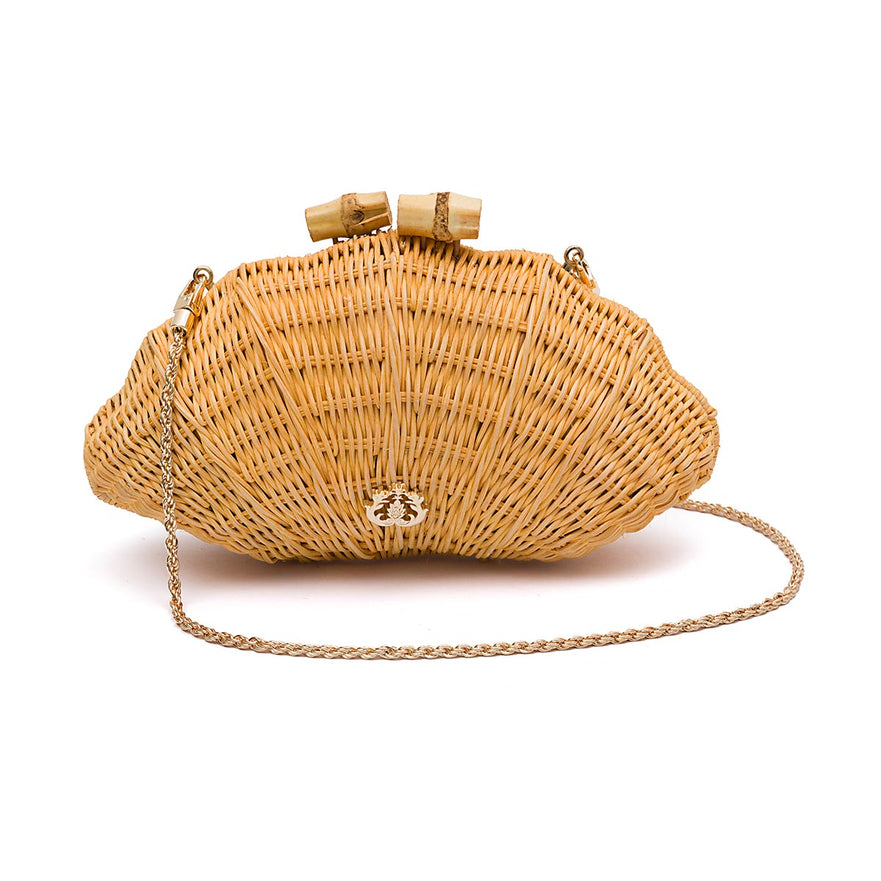 CLUTCH CONCHA AYLA RATTAN NATURAL