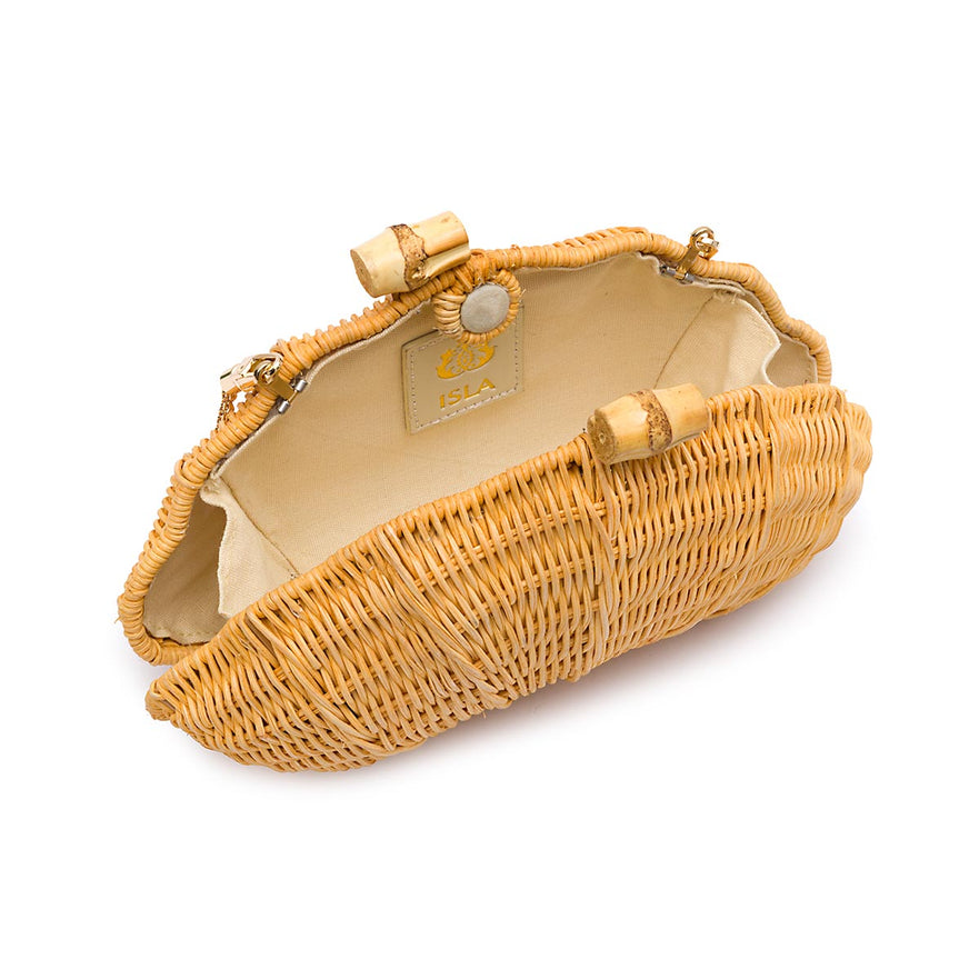 CLUTCH CONCHA AYLA RATTAN NATURAL