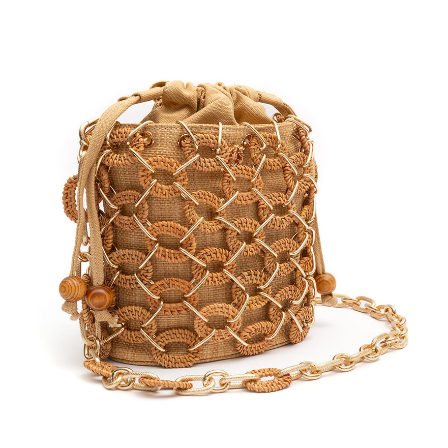 BOLSA BUCKET LARA RATTAN NATURAL