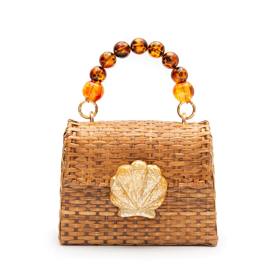 BOLSA TOP HANDLE RATTAN NATURAL FECHO CONCHA