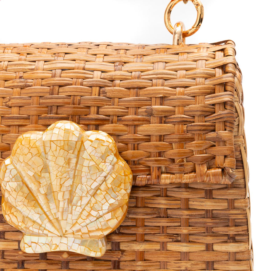 BOLSA TOP HANDLE RATTAN NATURAL FECHO CONCHA