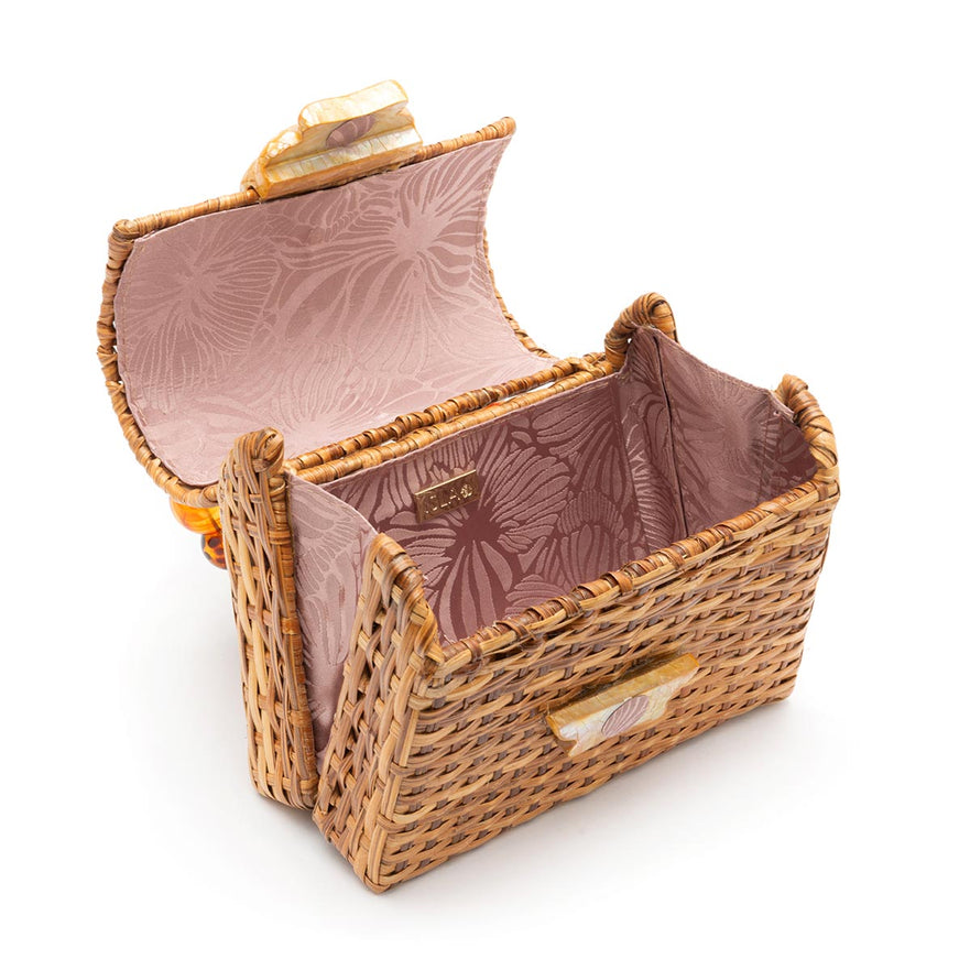 BOLSA TOP HANDLE RATTAN NATURAL FECHO CONCHA