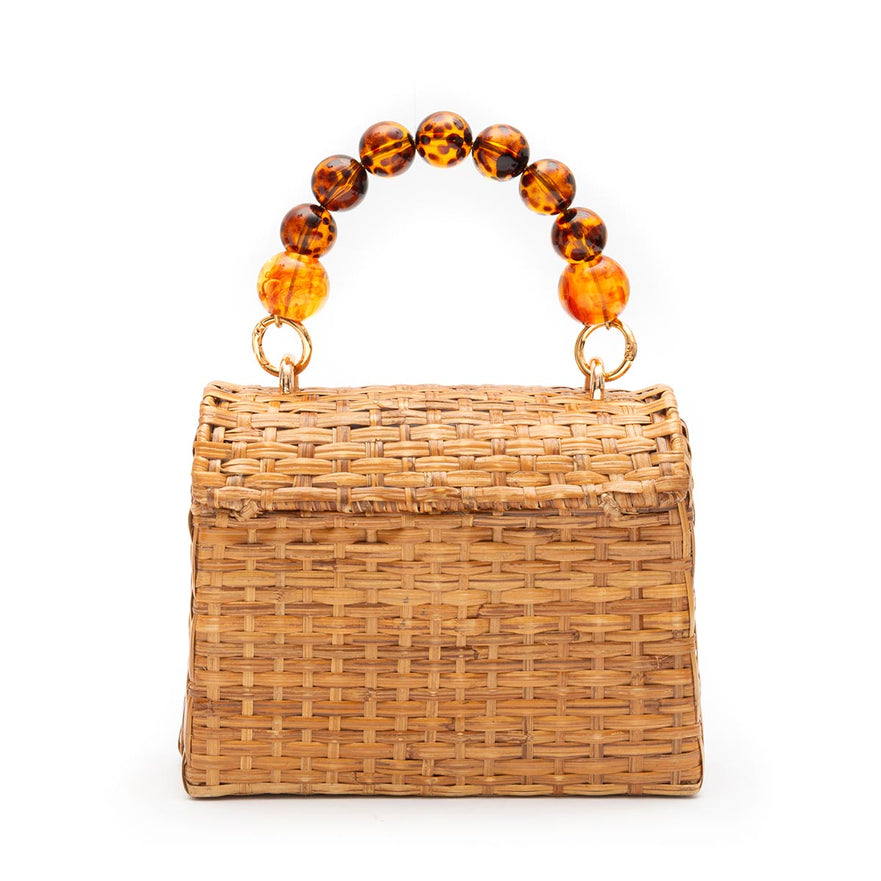 BOLSA TOP HANDLE RATTAN NATURAL FECHO CONCHA