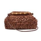 BOLSA POUCH FRANJA DE RAFIA E BAMBU