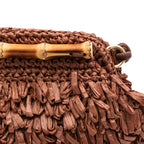 BOLSA POUCH FRANJA DE RAFIA E BAMBU