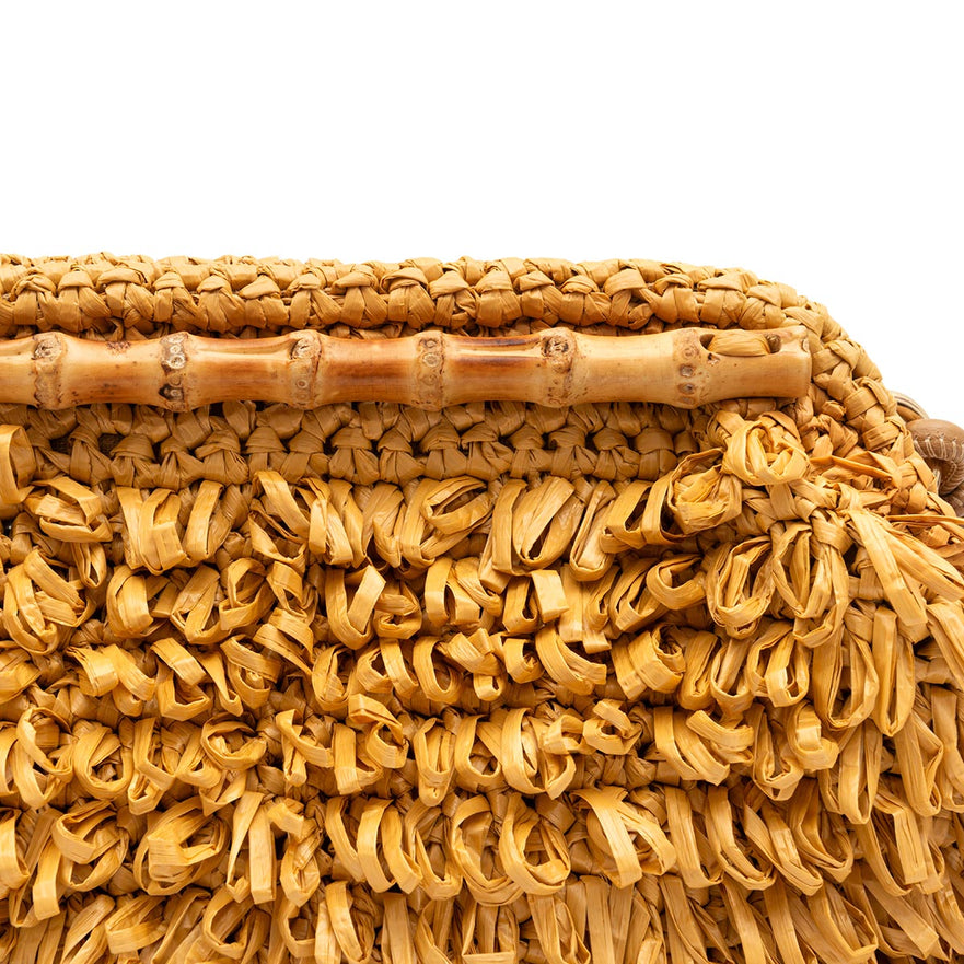 BOLSA POUCH FRANJA DE RÁFIA NATURAL