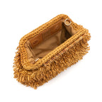 BOLSA POUCH FRANJA DE RÁFIA NATURAL