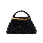 BOLSA POUCH FRANJA DE RÁFIA PRETO