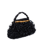 BOLSA POUCH FRANJA DE RÁFIA PRETO