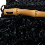 BOLSA POUCH FRANJA DE RÁFIA PRETO
