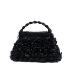 BOLSA POUCH FRANJA DE RÁFIA PRETO