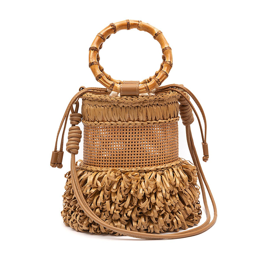 BOLSA BUCKET CROCHÊ NATURAL