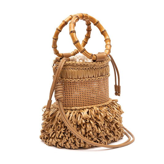 BOLSA BUCKET CROCHÊ NATURAL