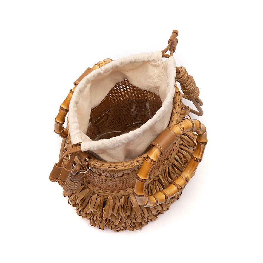 BOLSA BUCKET CROCHÊ NATURAL