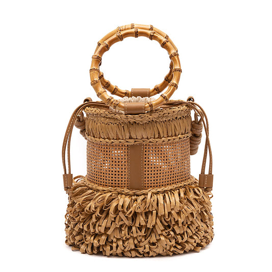 BOLSA BUCKET CROCHÊ NATURAL