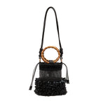BOLSA BUCKET CROCHÊ PRETO