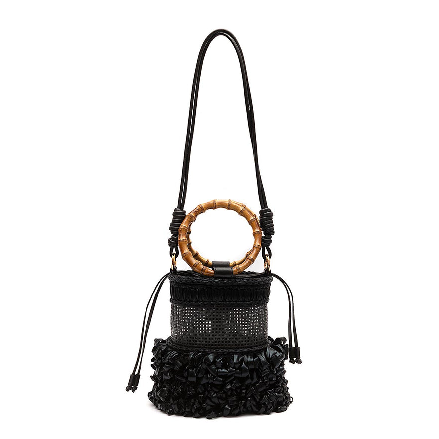 BOLSA BUCKET CROCHÊ PRETO