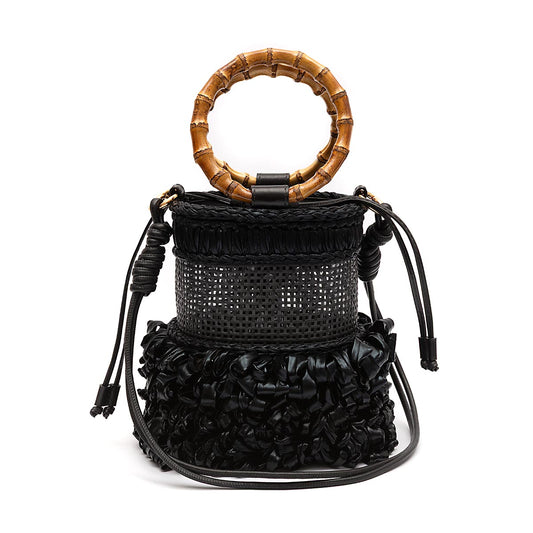 BLACK CROCHET BUCKET BAG