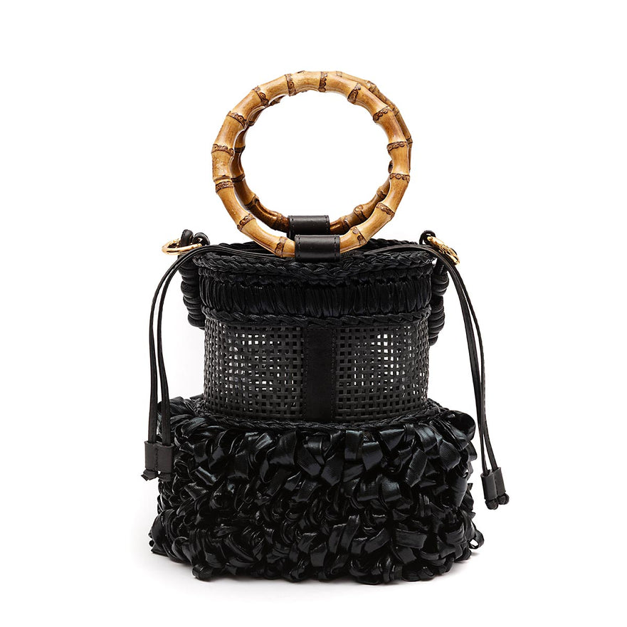 BOLSA BUCKET CROCHÊ PRETO