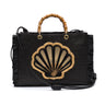 BOLSA TOTE PALHA DAMIER PRETA CONCHA