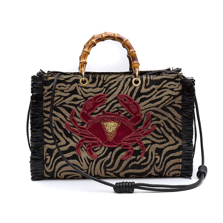 BOLSA TOTE PALHA ZEBRA CARANGUEJO