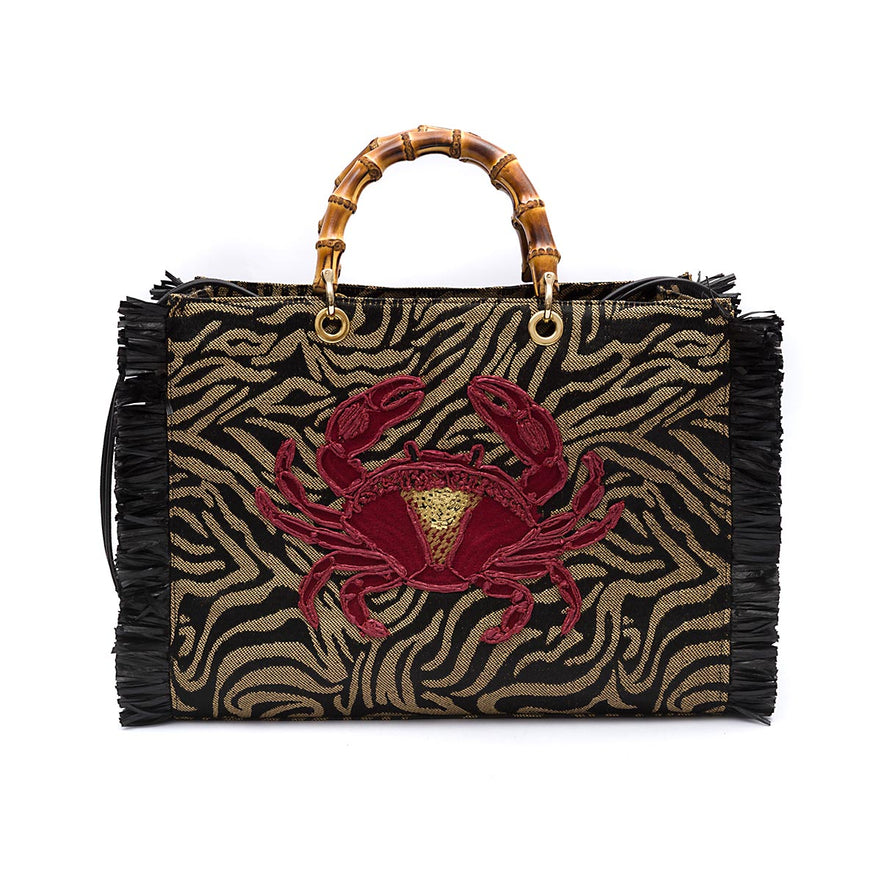 BOLSA TOTE PALHA ZEBRA CARANGUEJO
