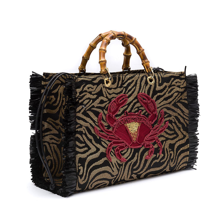 BOLSA TOTE PALHA ZEBRA CARANGUEJO