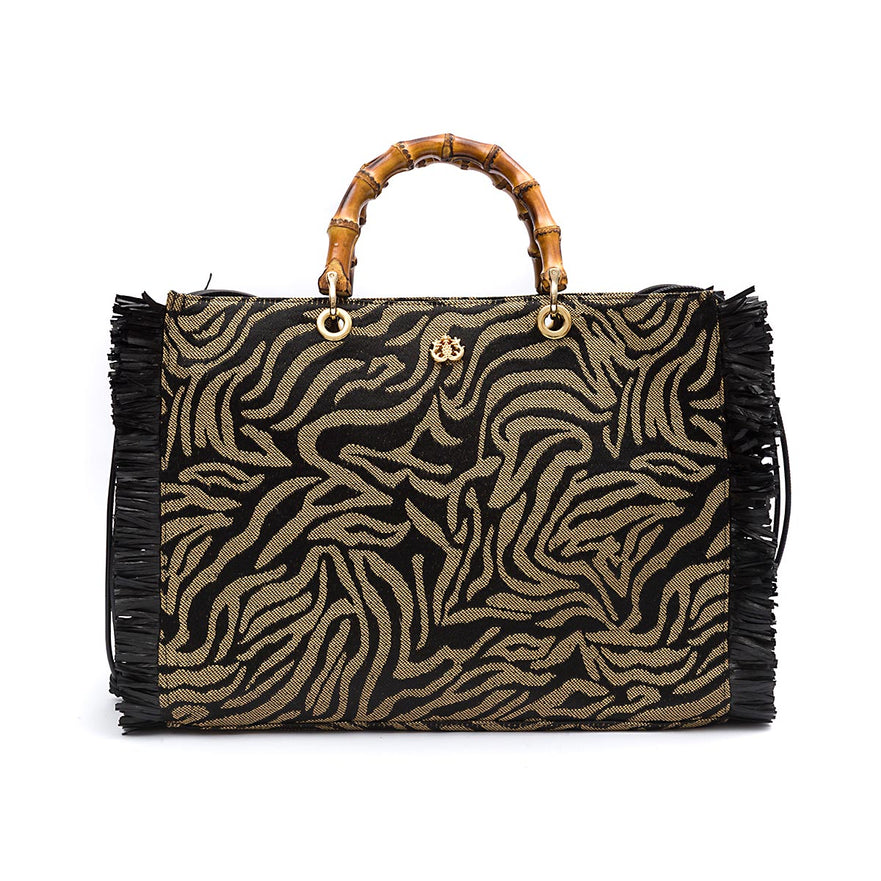 BOLSA TOTE PALHA ZEBRA CARANGUEJO