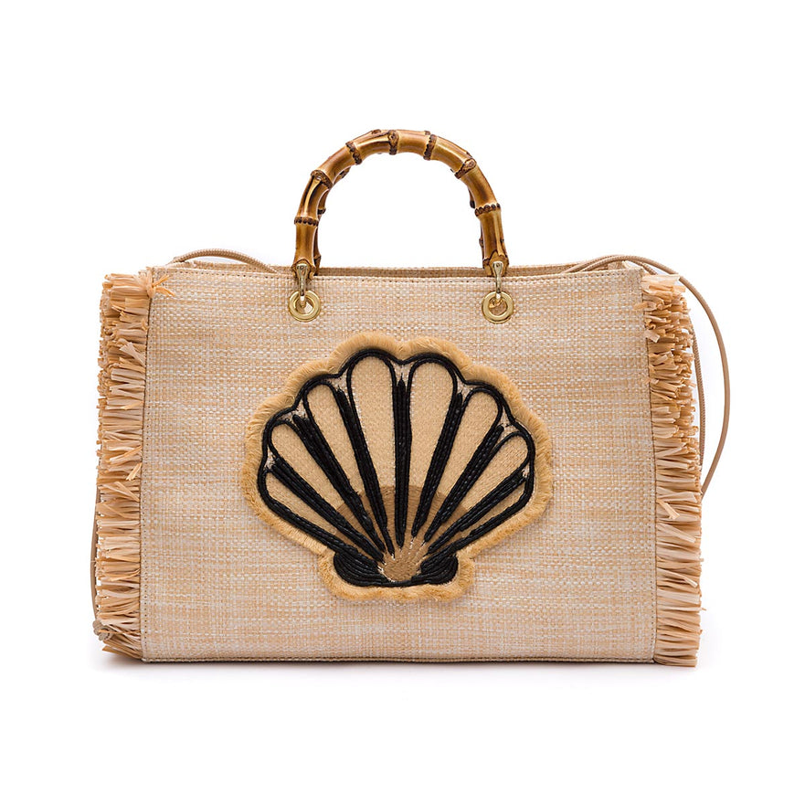 BOLSA TOTE PALHA NATURAL CONCHA