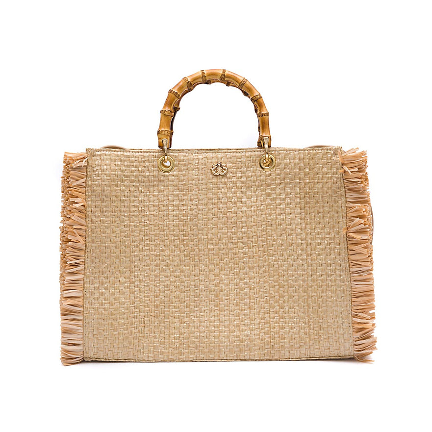 BOLSA TOTE PALHA NATURAL CONCHA
