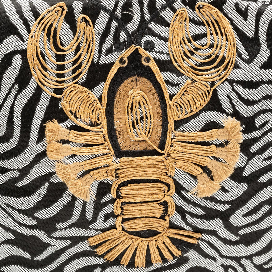 BOLSA HOBO FRANJA JACQUARD ZEBRA P & B LAGOSTA