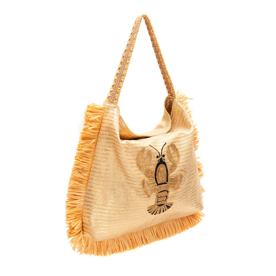 BOLSA HOBO PALHA NATURAL LAGOSTA