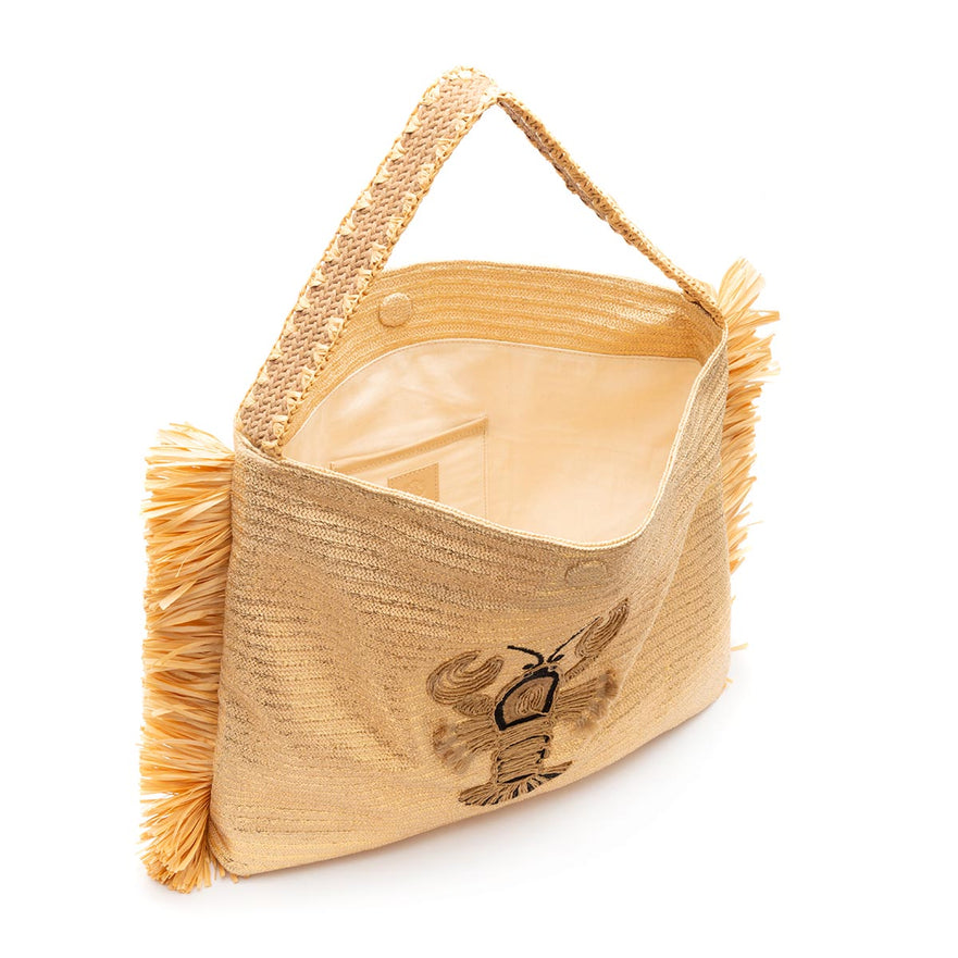 BOLSA HOBO PALHA NATURAL LAGOSTA